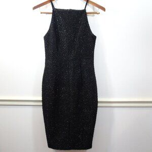 H&M Black Dress Strappy High Neck Size 8 Textured Cocktail Party Sheath NEW